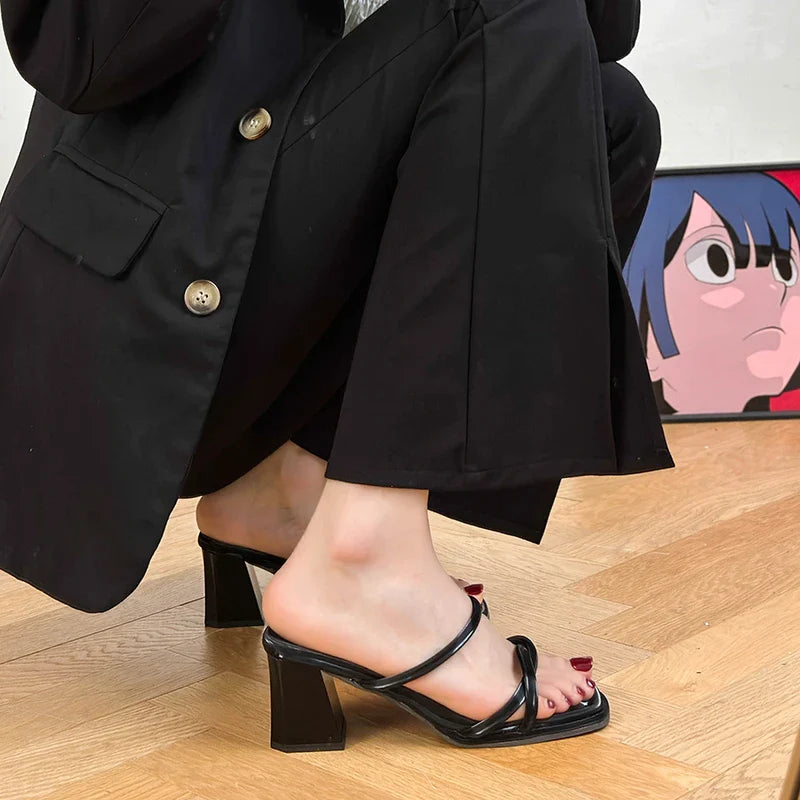 Woman Summer Sandals Open Toe Sandal Dress Shoes Women’s High Heels Sandals Square Heeled Pumps Ladies Shoes
