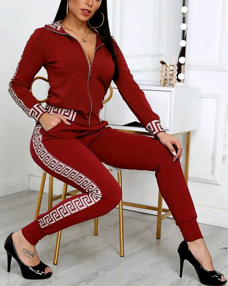 Women Two Piece Set Outfits Autumn Women's Tracksuit Zipper Top And Pants Casual Sport Suit Winter 2 Piece Woman Set