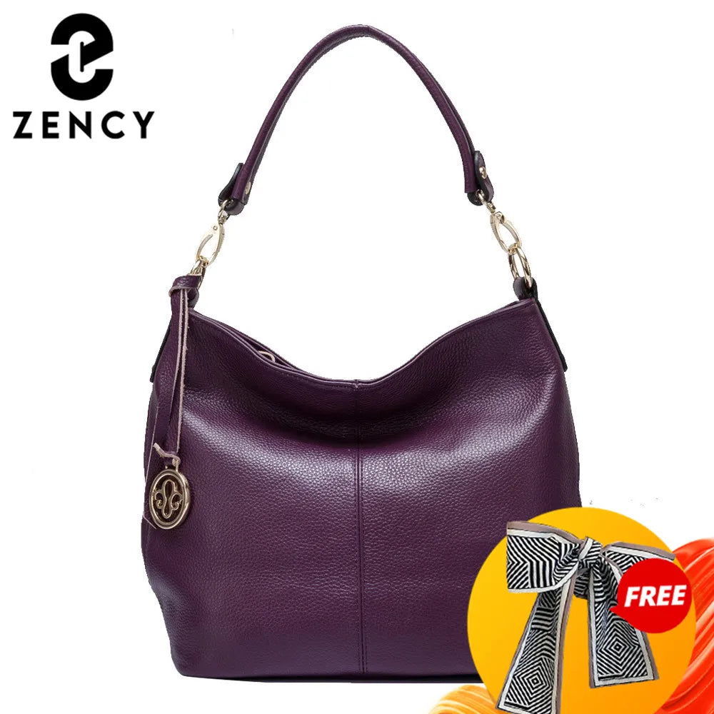 Purple Women Shoulder Bag Leather Hobos Fashion Lady Messenger Crossbody Purse Elegant Female Handbag