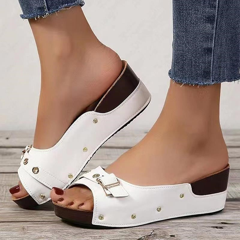 Women Sandals 2024 Fashion Heels Shoes For Women Summer Sandals Slip On Wedges Zapatos Mujer Outdoor Slippers Platform Sandals
