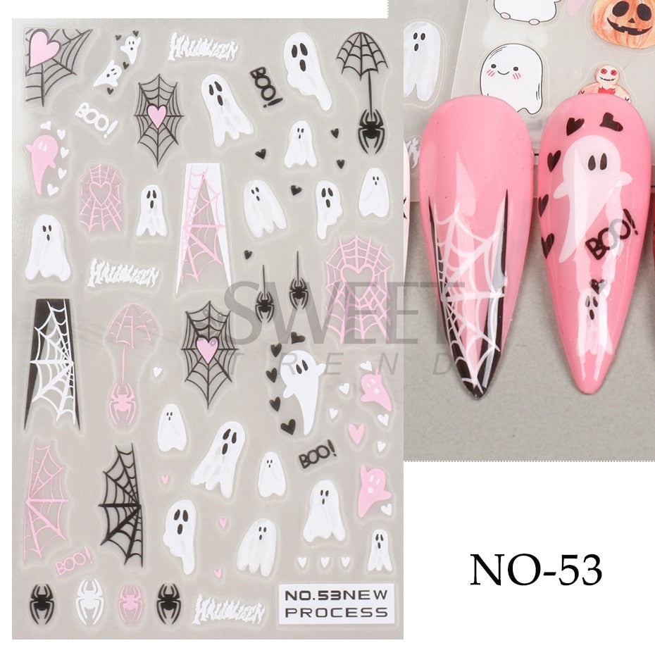 Snow Bird Winter Autumn Nail Art Stickers Maple Leaf Cotton Flower Fall Design Line Adhesive Sliders Manicure Decoration JINO-48 NO-53