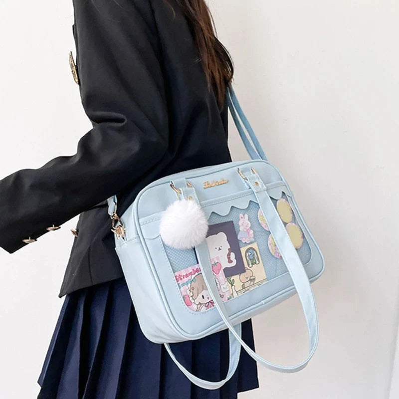 Japanese Shoulder Bag For Women PU Leather Itabag Transparent Bag JK Tote Bag Handbags Preppy Bag ita bag Crossbody Bag