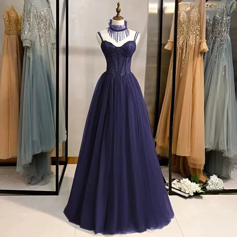 Prom Party Dresses Sexy See-Through Bodice Floor Length Evening Dress Formal Occasion Gown