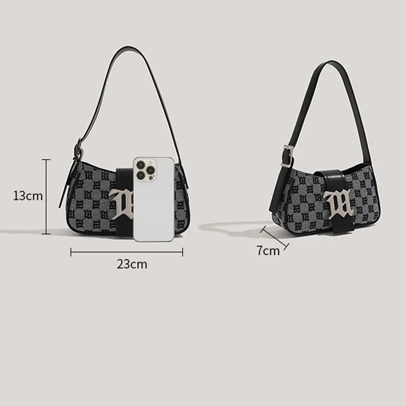Women's Leisure Bag Luxury Designer Brand Handbag and Wallet Canvas Ribbon Sheet Metal Decoration Crossbody Bag Small