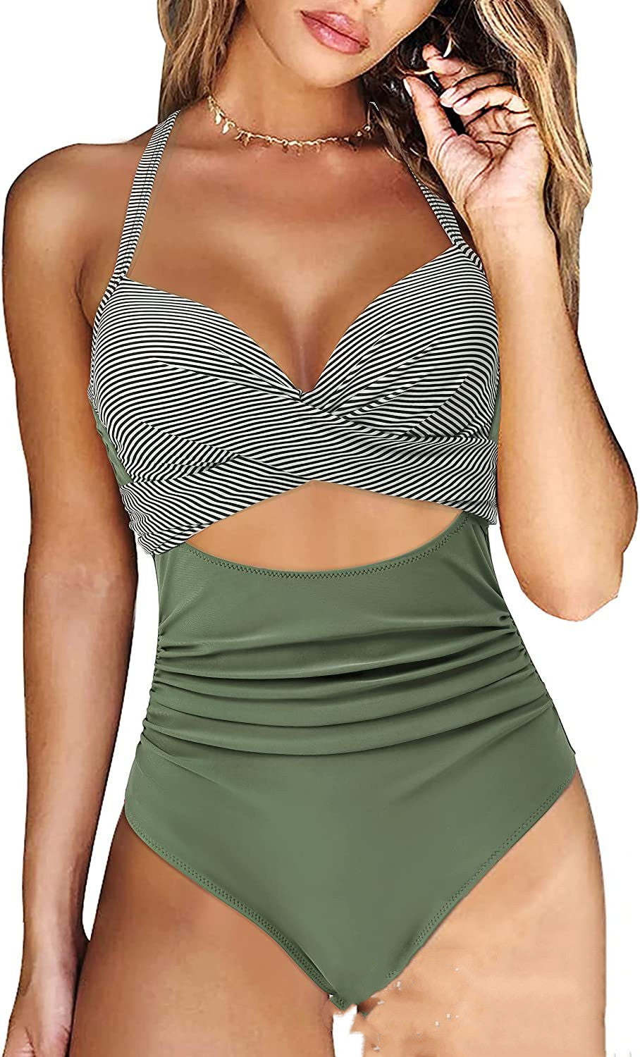 Women's Off Shoulder Multicolor Plus Size Printed Swimsuit Color9